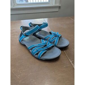 Teva Women's Tirra Sport Sandals Blue Gray Hook and Loop Straps 9.5 outdoor gorp